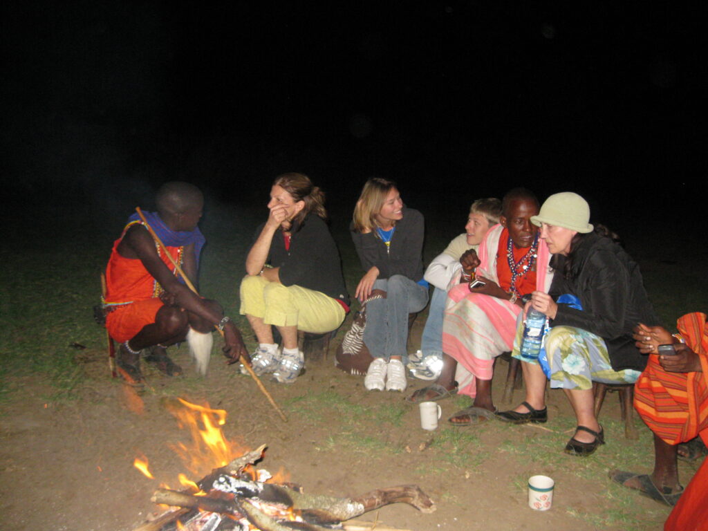 An evening with our new Maasai friends