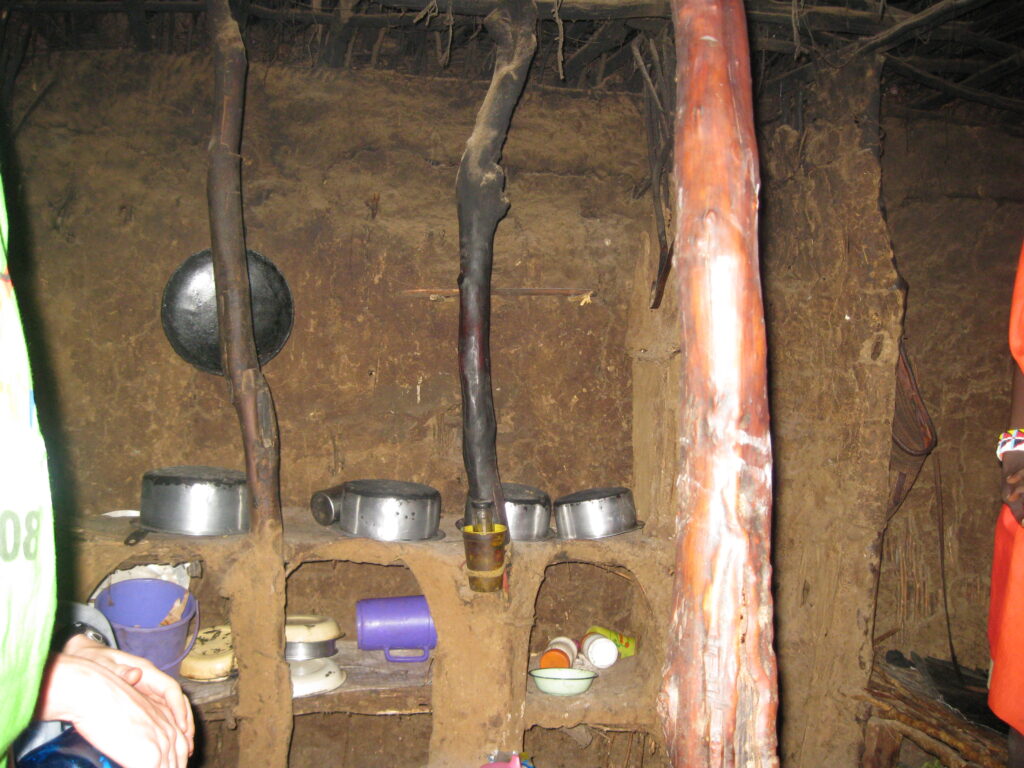 The kitchen in a Maasai home.